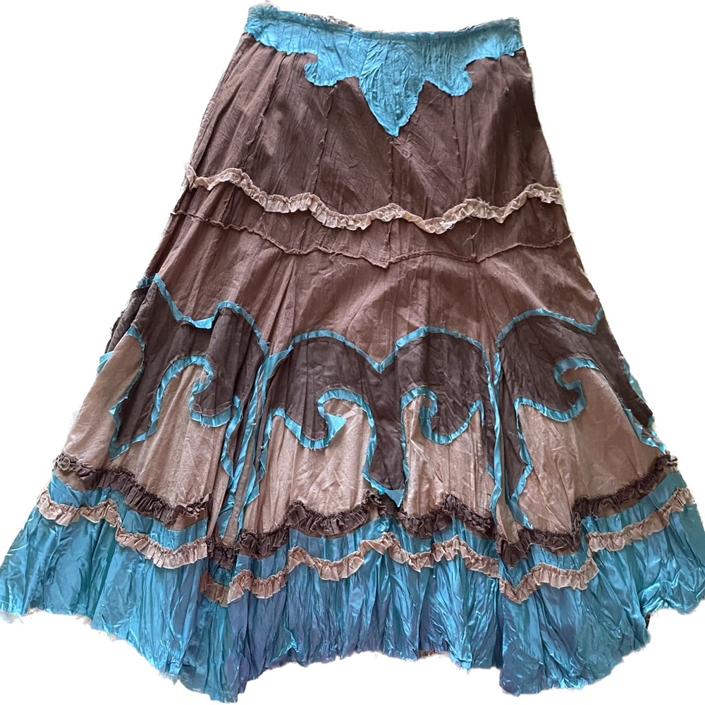 vintage distressed brown and blue fairy skirt